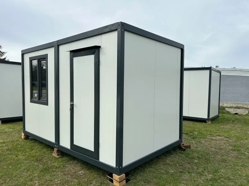 DUOMOD 13 by 8 foot mobile office with a window and a steel door