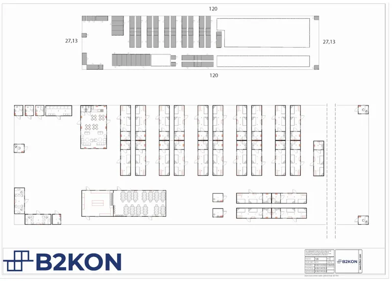 A B2KON floor plan for a multi-unit facility